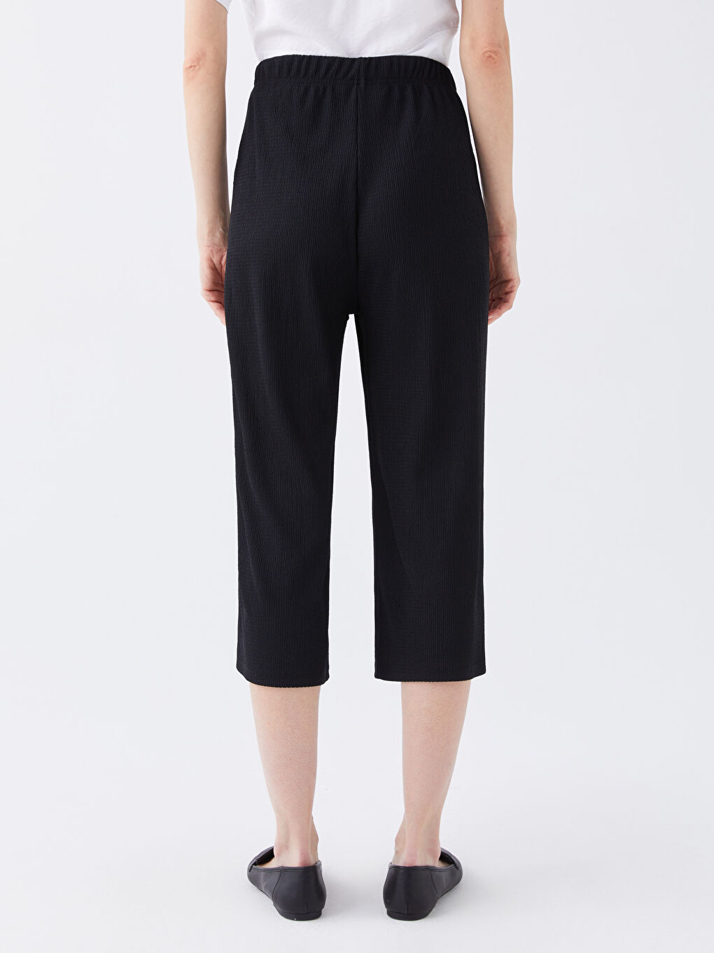 Women's Elastic Waist Flat Capri -S3BD28Z8-CVL