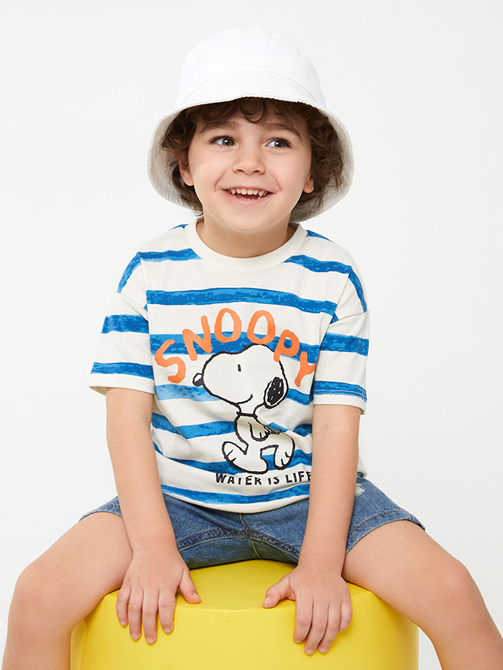 Crew Neck Short Sleeve Snoopy Printed Baby Boys' T-Shirt
