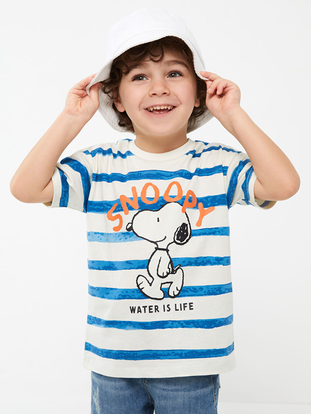 Crew Neck Short Sleeve Snoopy Printed Baby Boys' T-Shirt-1