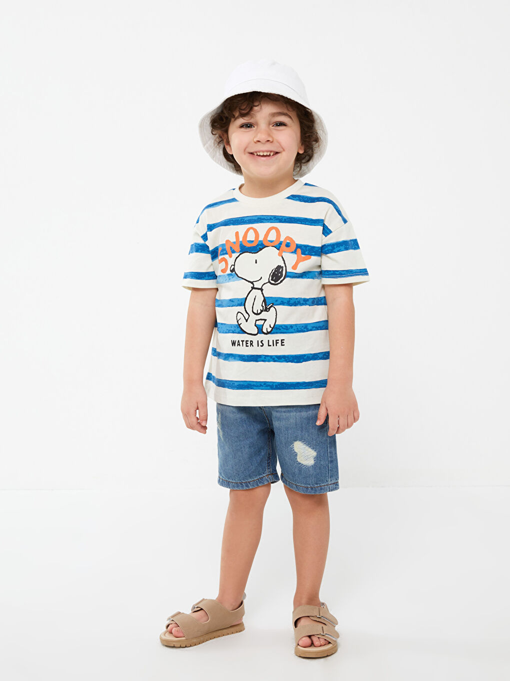 Crew Neck Short Sleeve Snoopy Printed Baby Boys' T-Shirt-2