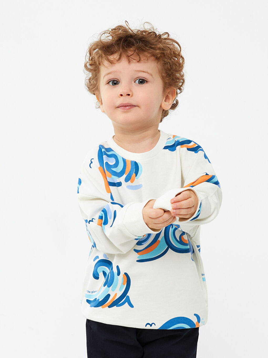 Crew Neck Long Sleeve Printed Baby Boys' Sweatshirt