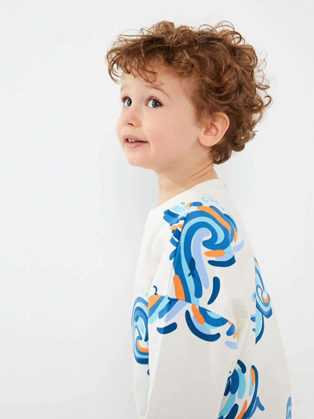 Crew Neck Long Sleeve Printed Baby Boys' Sweatshirt-1
