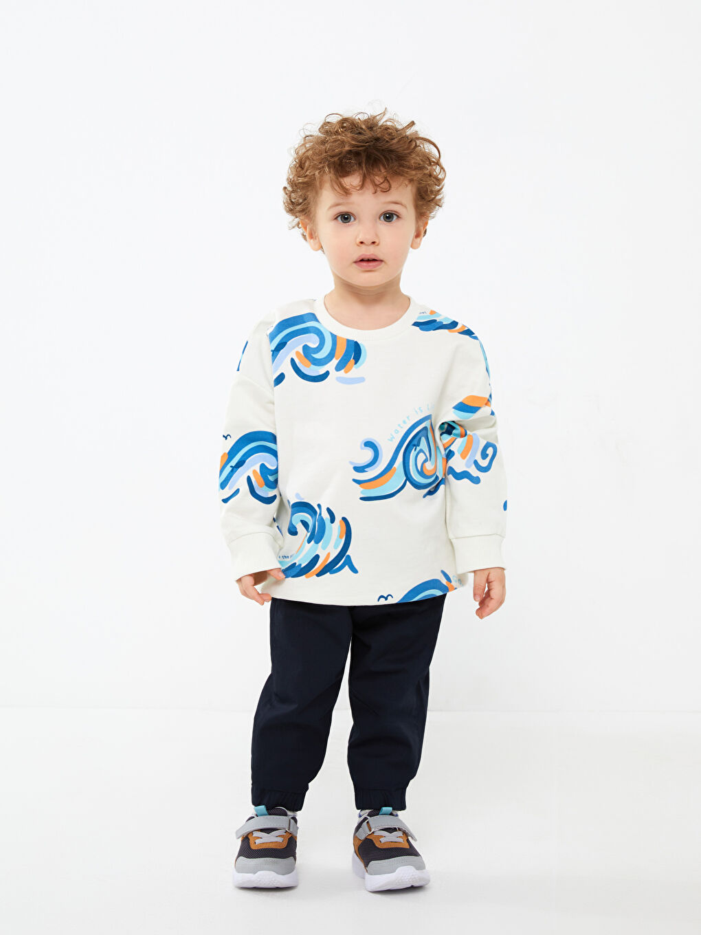 Crew Neck Long Sleeve Printed Baby Boys' Sweatshirt-2