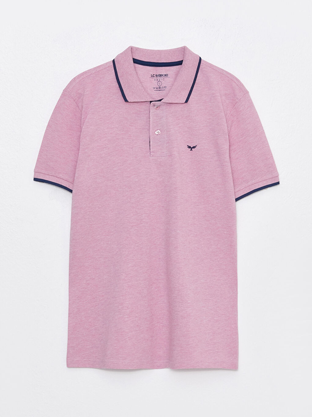 LCWAIKIKI Basic Pembe Melanj Polo Yaka Kısa Kollu Pike Erkek Tişört - 5