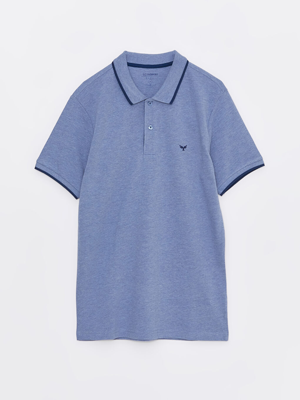 Mavi Polo Yaka Kısa Kollu Pike Erkek Tişört-5