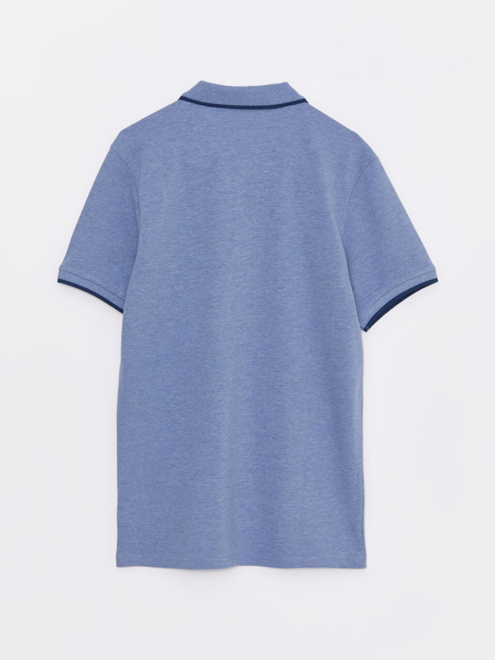 Mavi Polo Yaka Kısa Kollu Pike Erkek Tişört-6