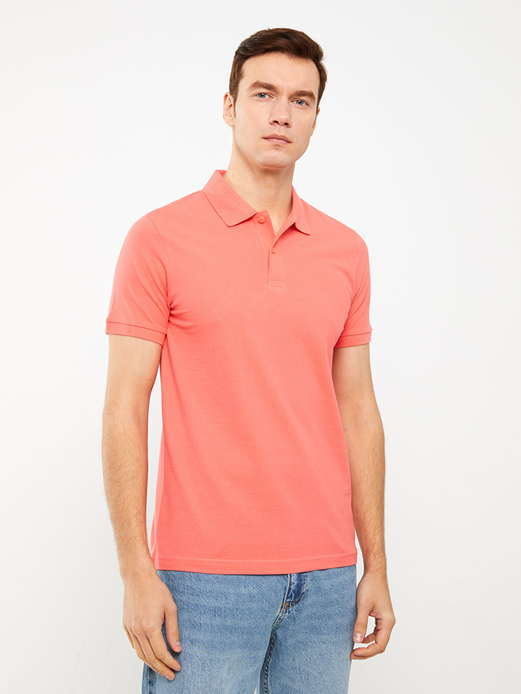 Polo Neck Short Sleeve Pique Men's T-Shirt-1