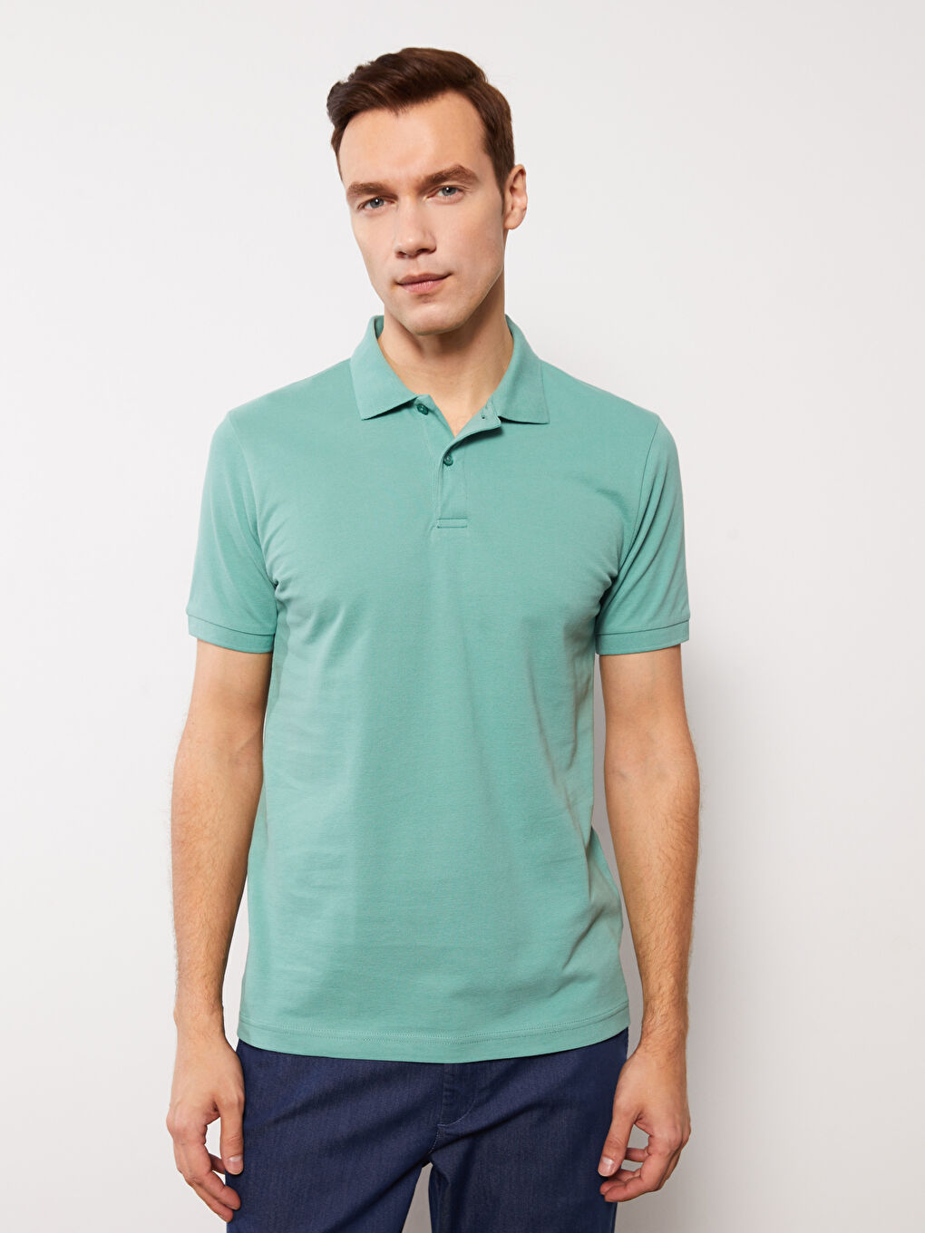 Yeşil Polo Yaka Kısa Kollu Pike Erkek Tişört