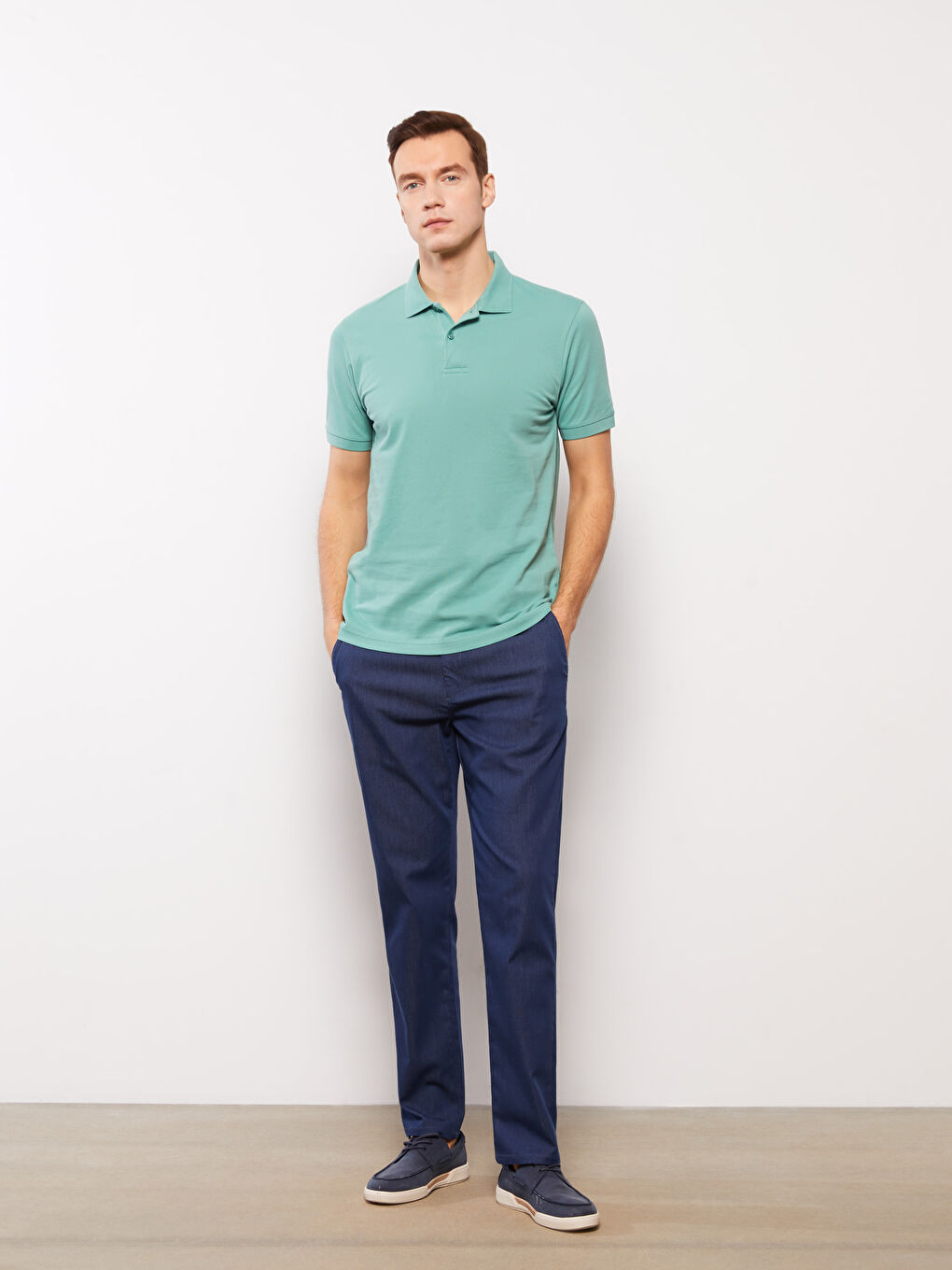 Yeşil Polo Yaka Kısa Kollu Pike Erkek Tişört-2