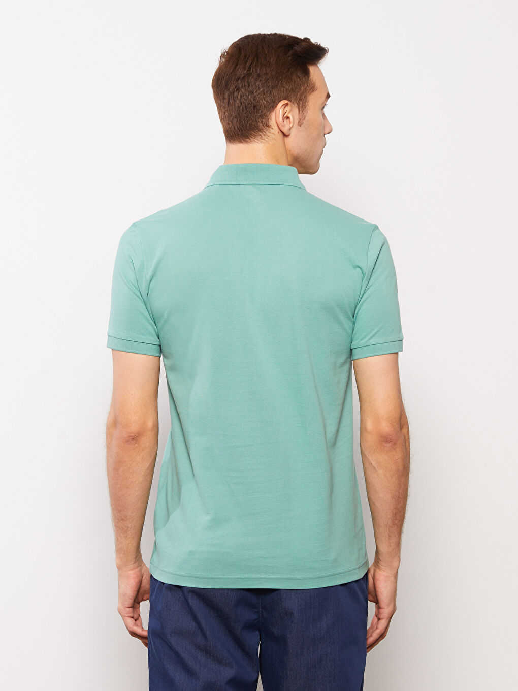 Yeşil Polo Yaka Kısa Kollu Pike Erkek Tişört-4