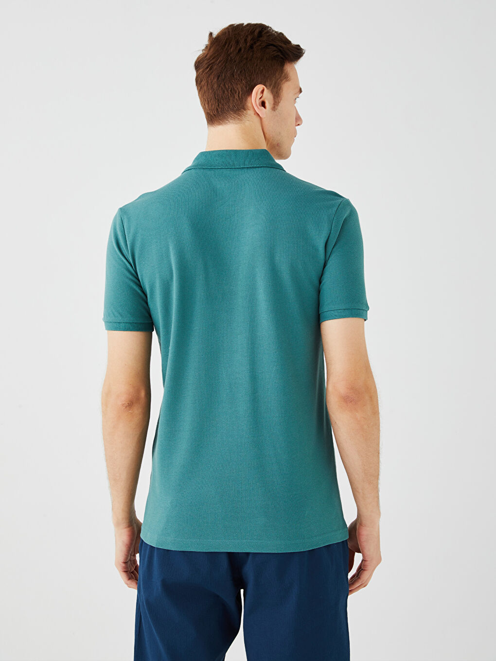 Yeşil Polo Yaka Kısa Kollu Pike Erkek Tişört-4