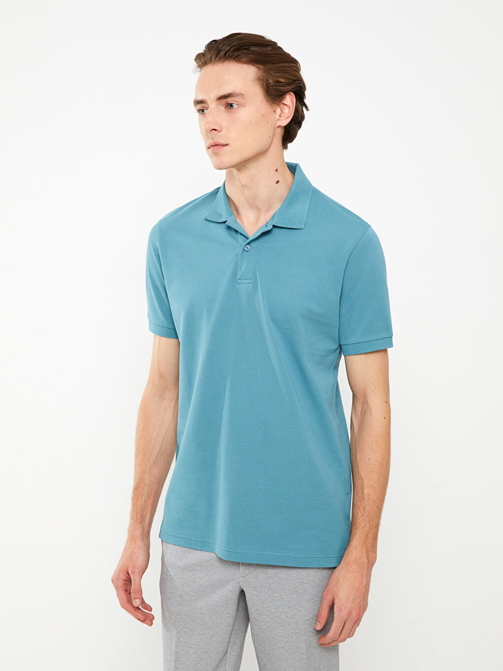 Polo Neck Short Sleeve Pique Men's T-Shirt-1