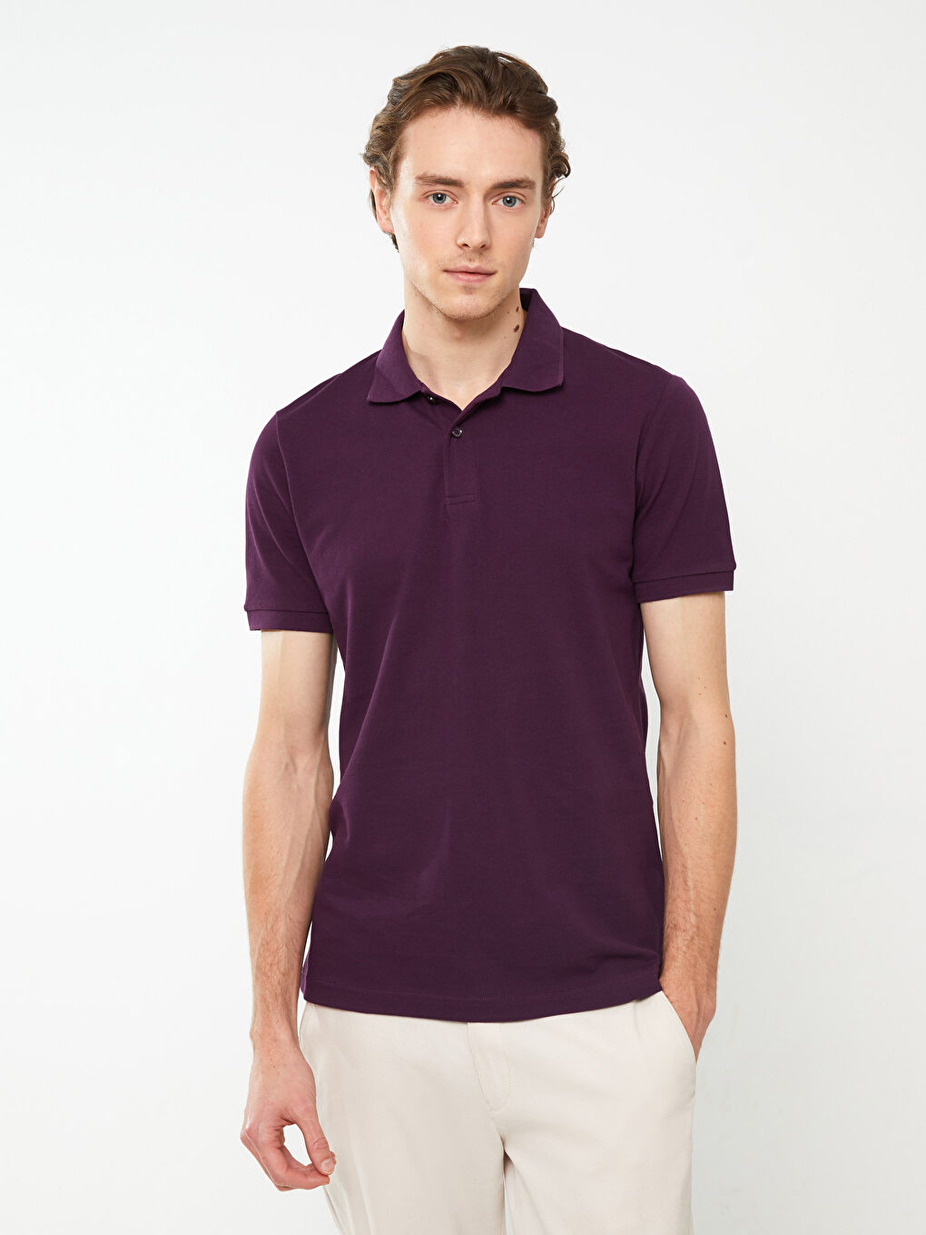 Мужская футболка-поло из пике с короткими рукавами