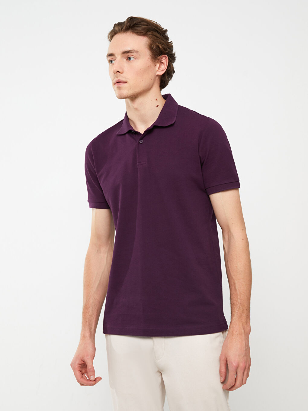 Мужская футболка-поло из пике с короткими рукавами-1