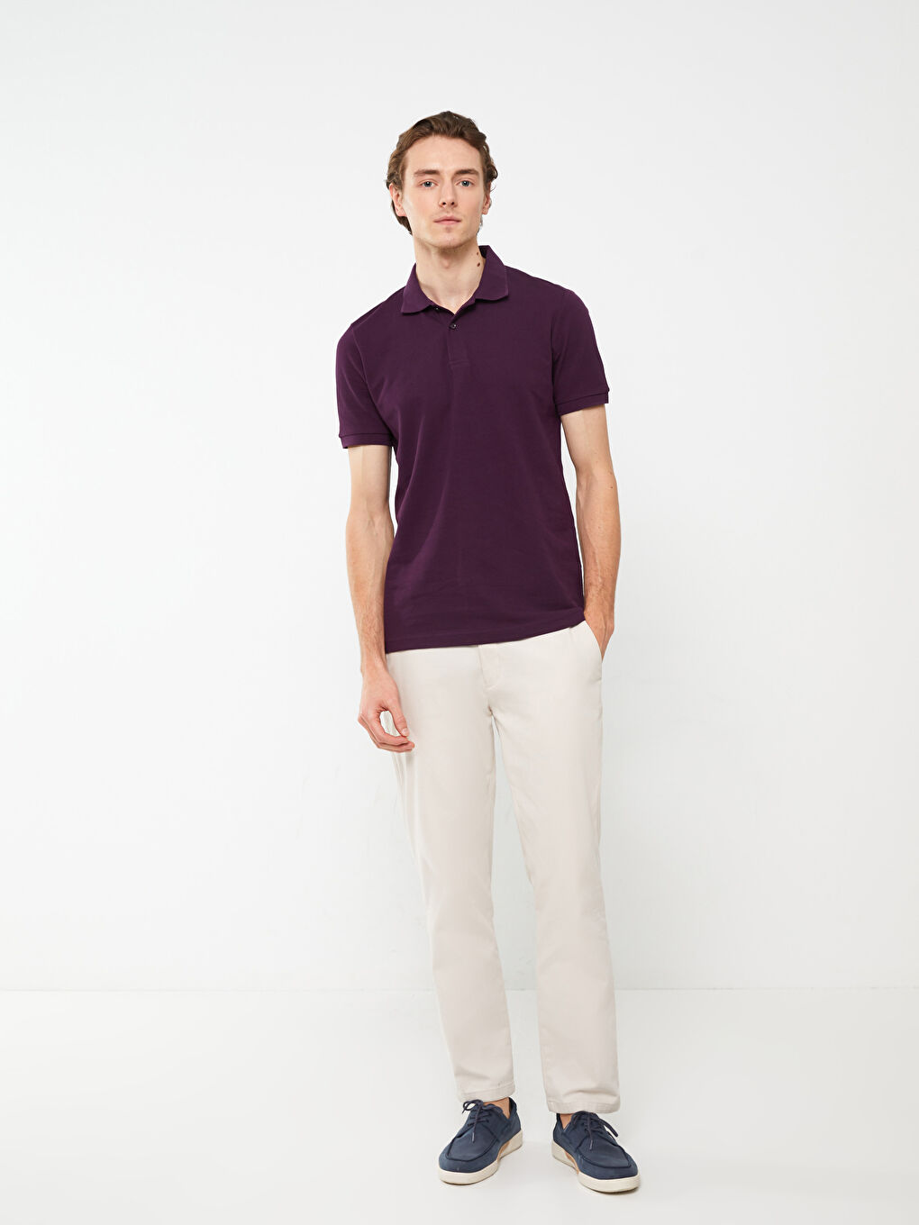 Мужская футболка-поло из пике с короткими рукавами-2