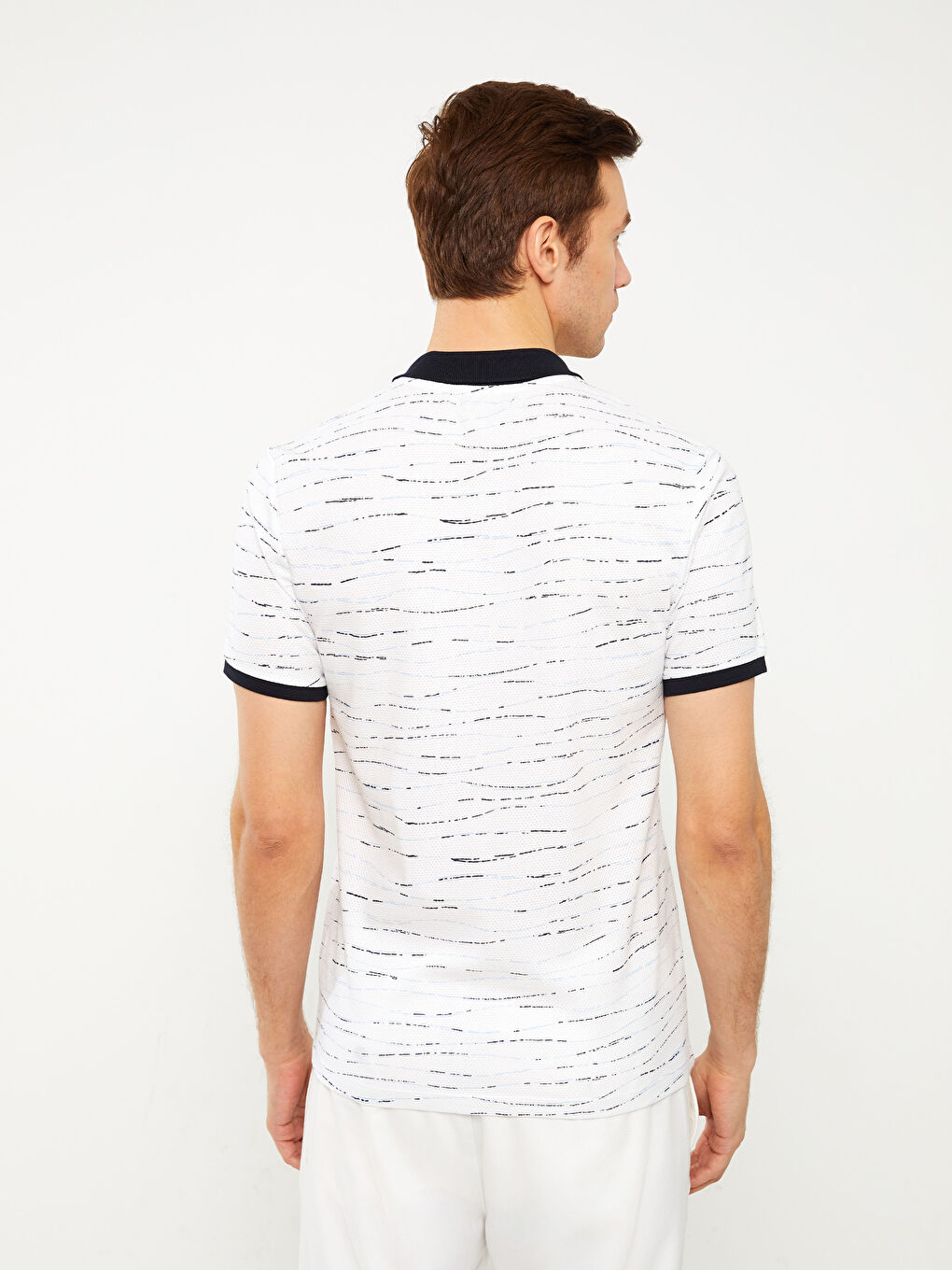 Polo Neck Short Sleeve Patterned Combed Cotton Men's T-Shirt -S3BD61Z8-LQQ