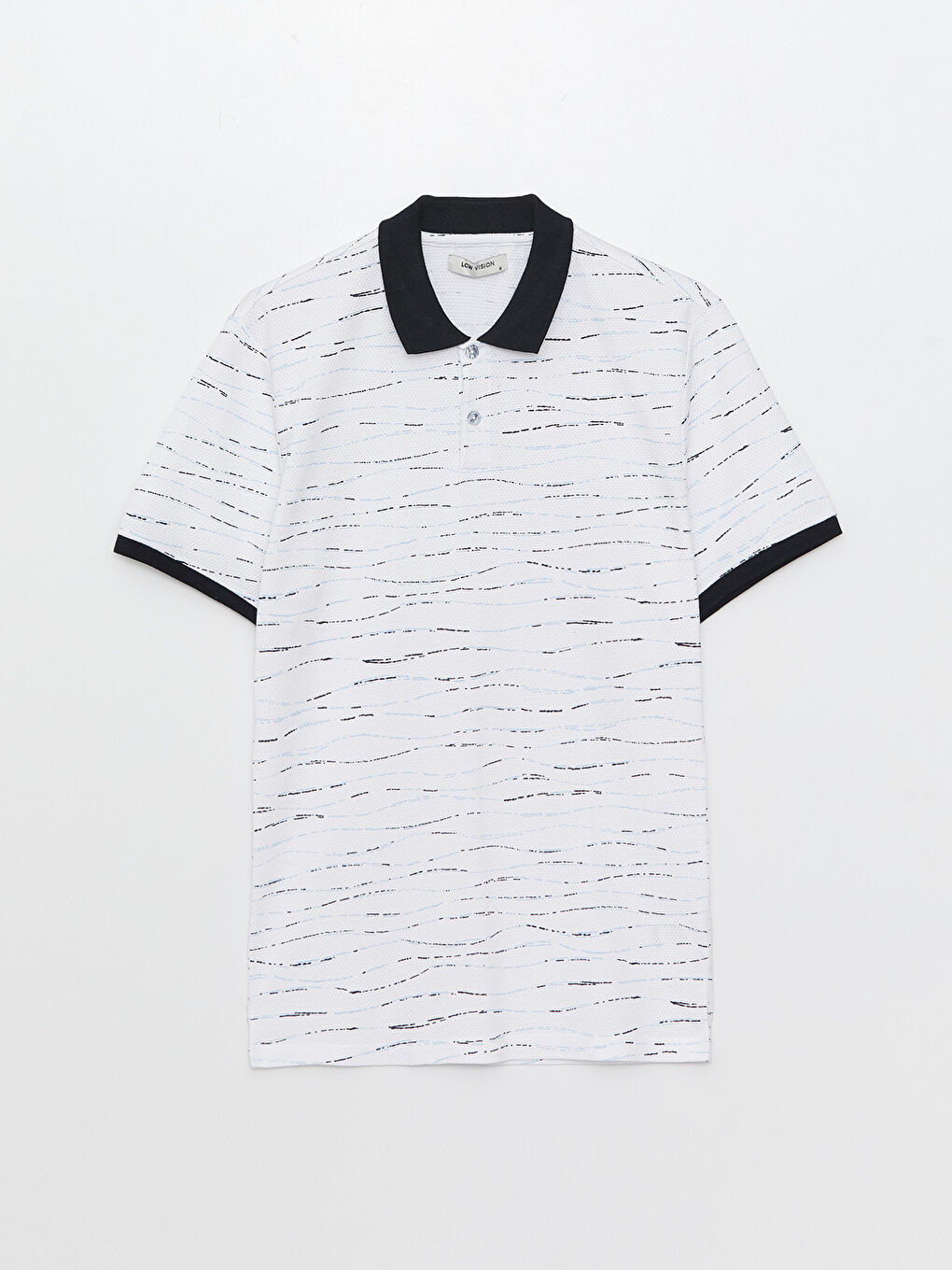 Polo Neck Short Sleeve Patterned Combed Cotton Men's T-Shirt -S3BD61Z8-LQQ
