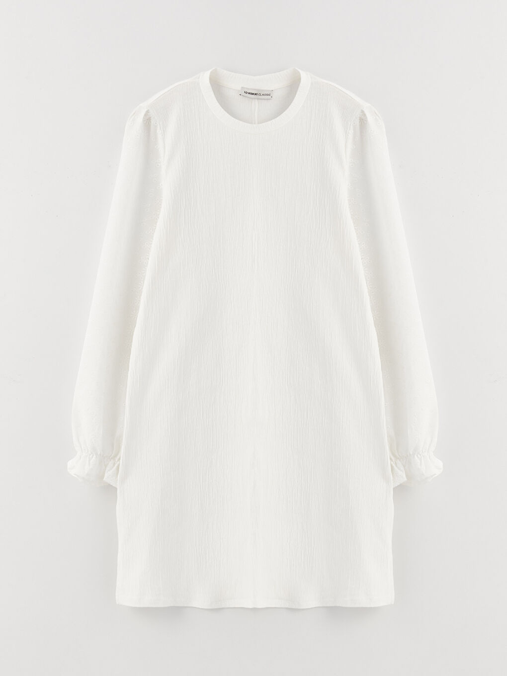 Туника с кръгло деколте, изчистена, дълъг ръкав, овърсайз за жени-5