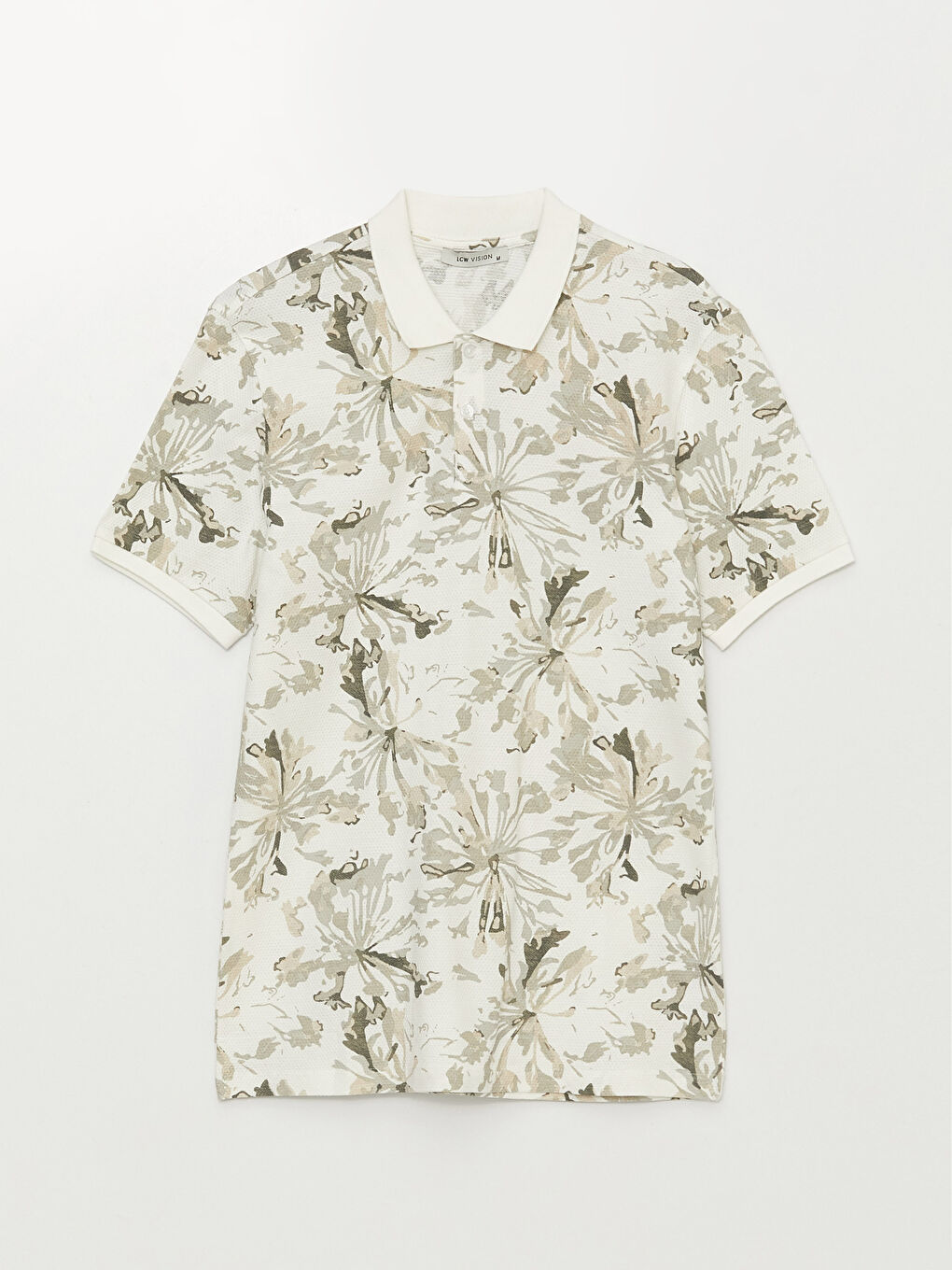 Gri Polo Yaka Kısa Kollu Desenli Erkek Tişört-5