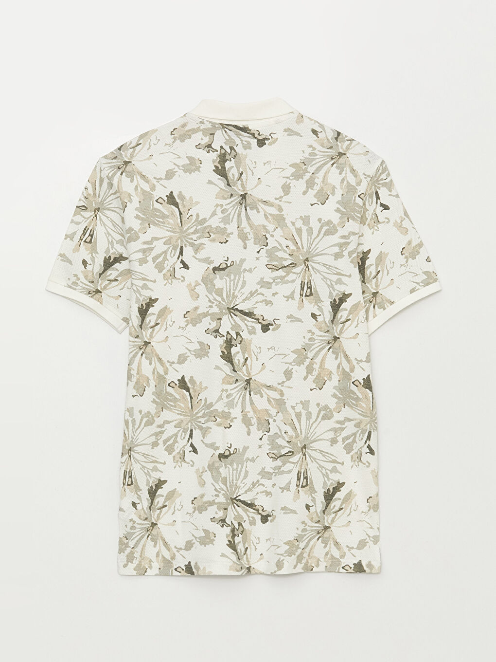 Gri Polo Yaka Kısa Kollu Desenli Erkek Tişört-6