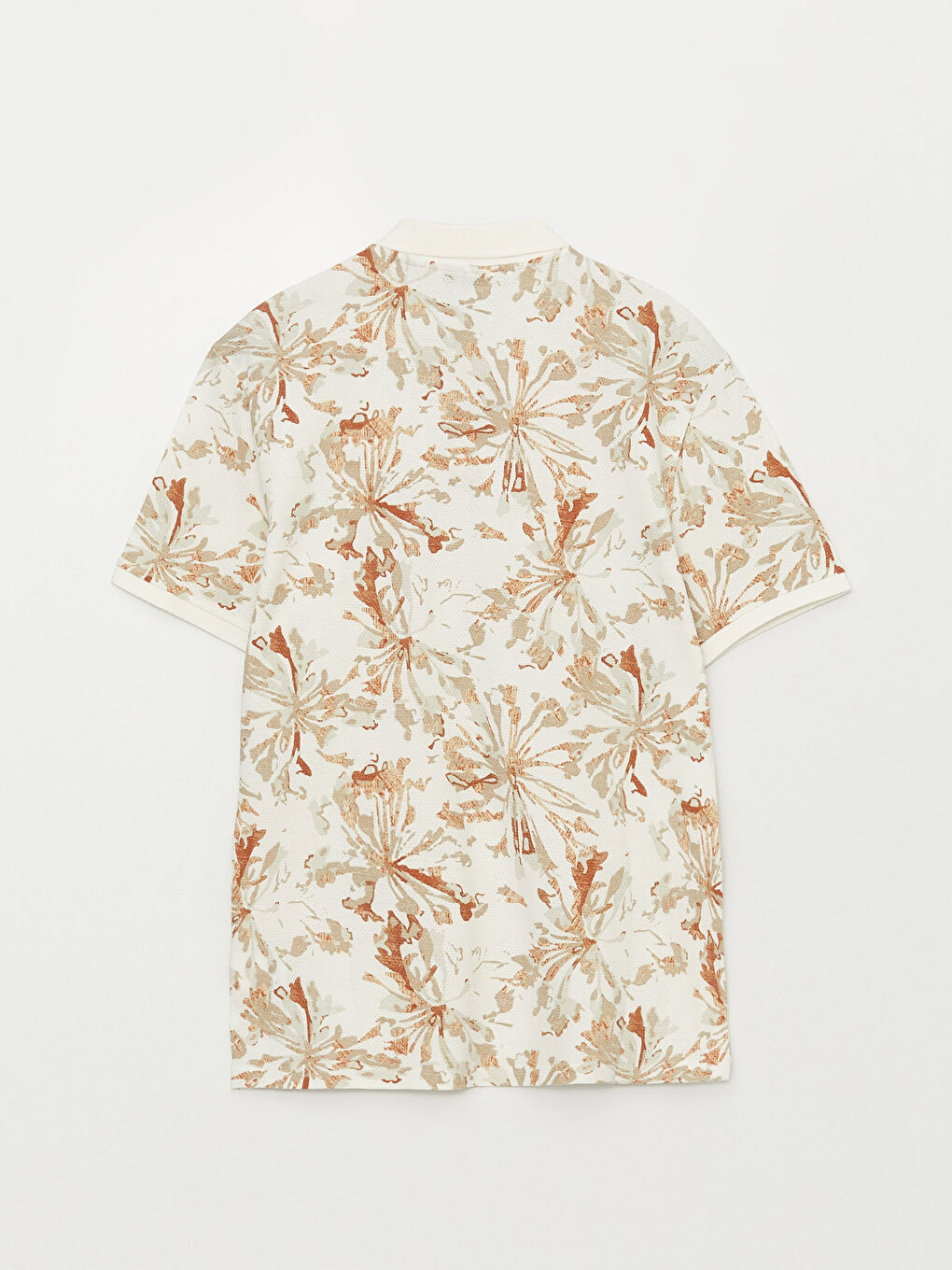 Turuncu Polo Yaka Kısa Kollu Desenli Erkek Tişört-6