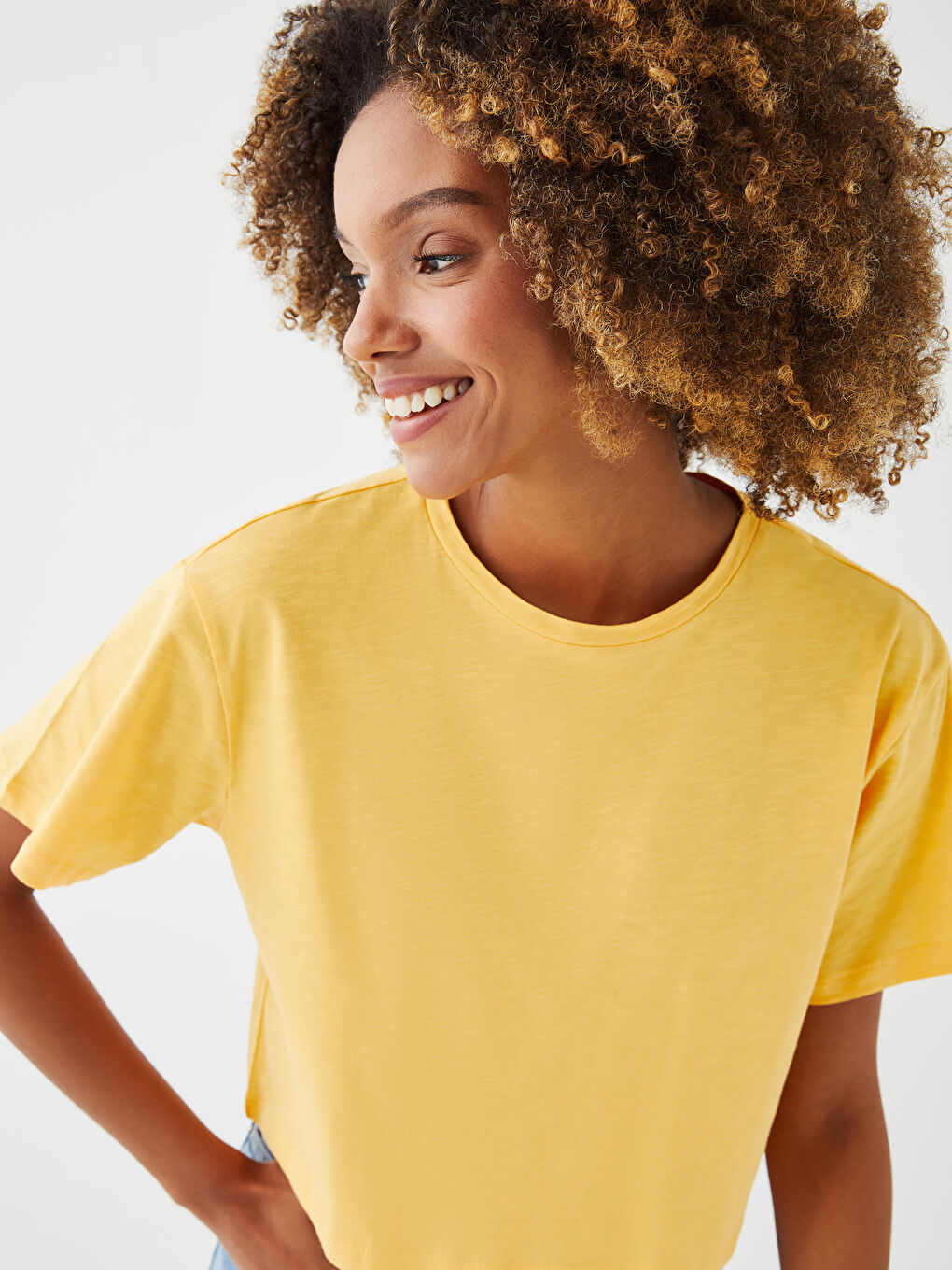 Crew Neck Plain Short Sleeve Women's T-Shirt-2