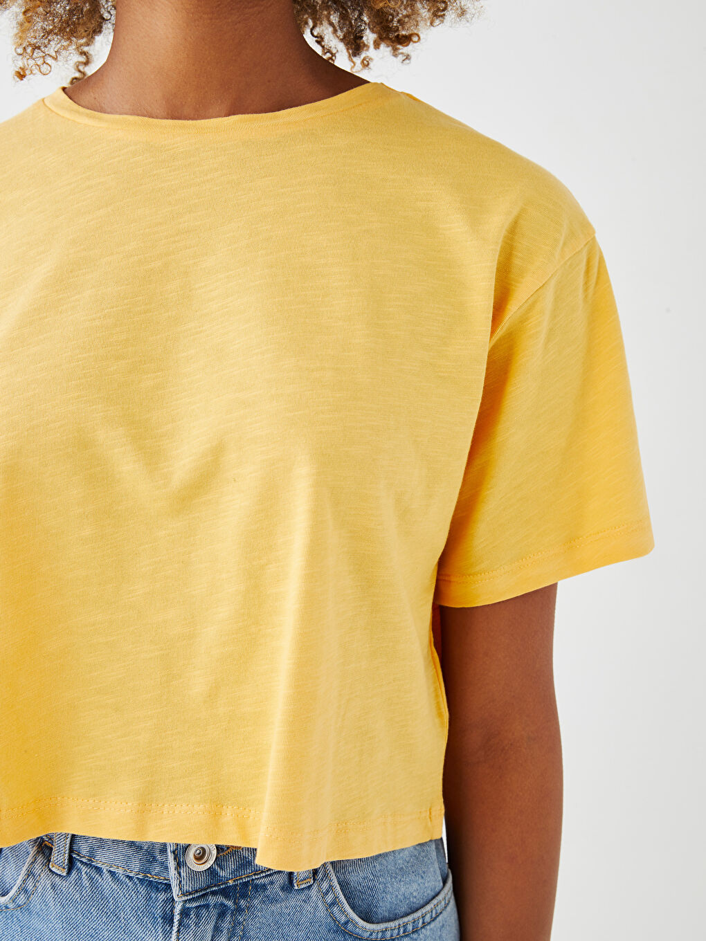 Crew Neck Plain Short Sleeve Women's T-Shirt-3