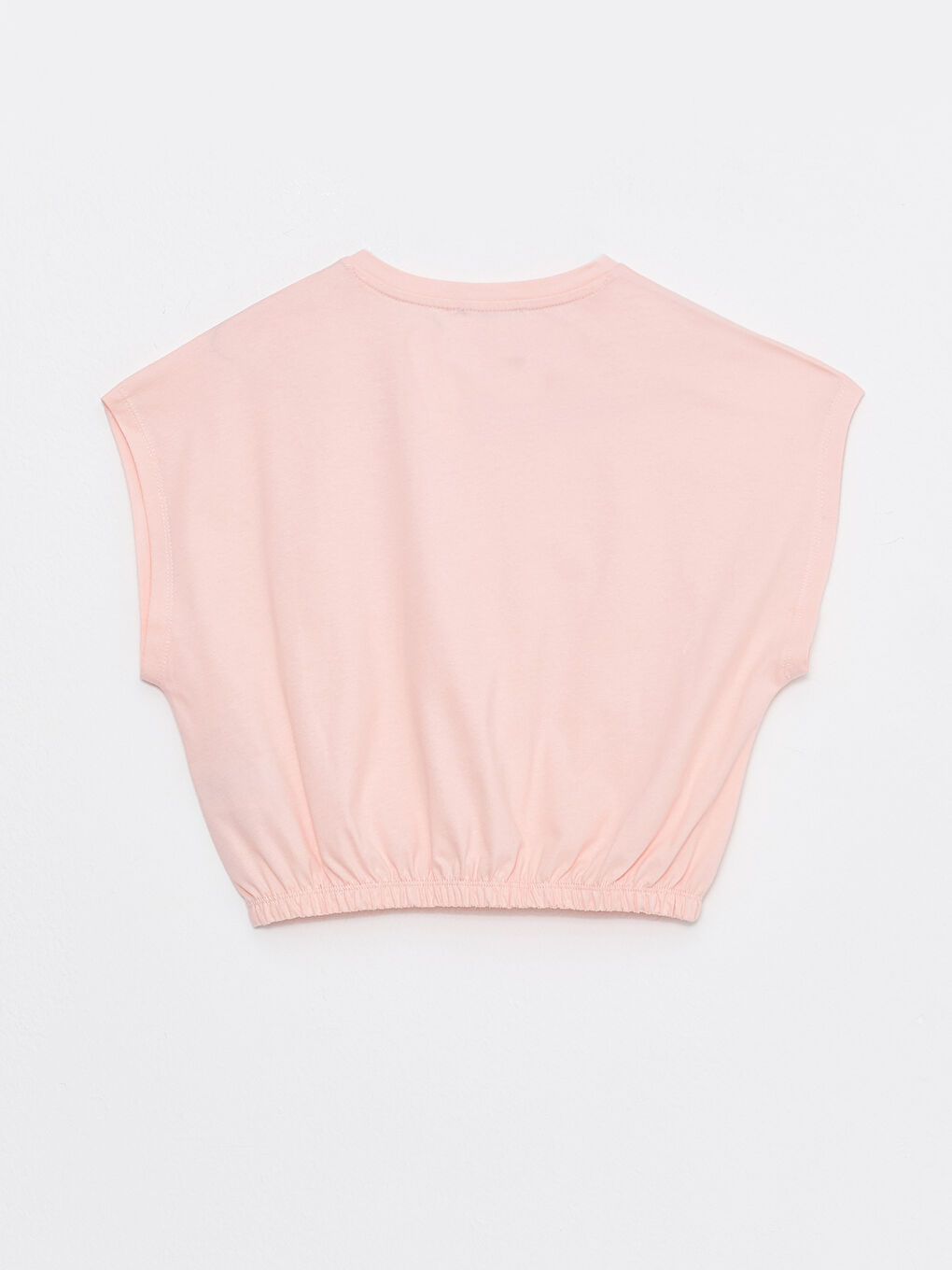 Pembe Bisiklet Yaka Düz Kısa Kollu Kadın Tişört-6