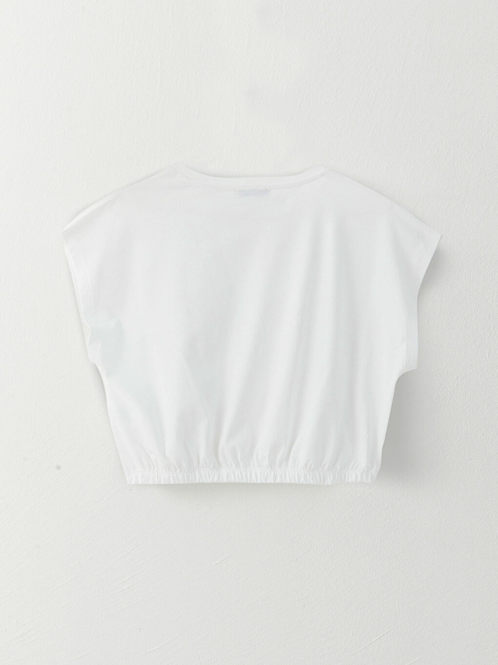 Beyaz Bisiklet Yaka Düz Kısa Kollu Kadın Tişört-7