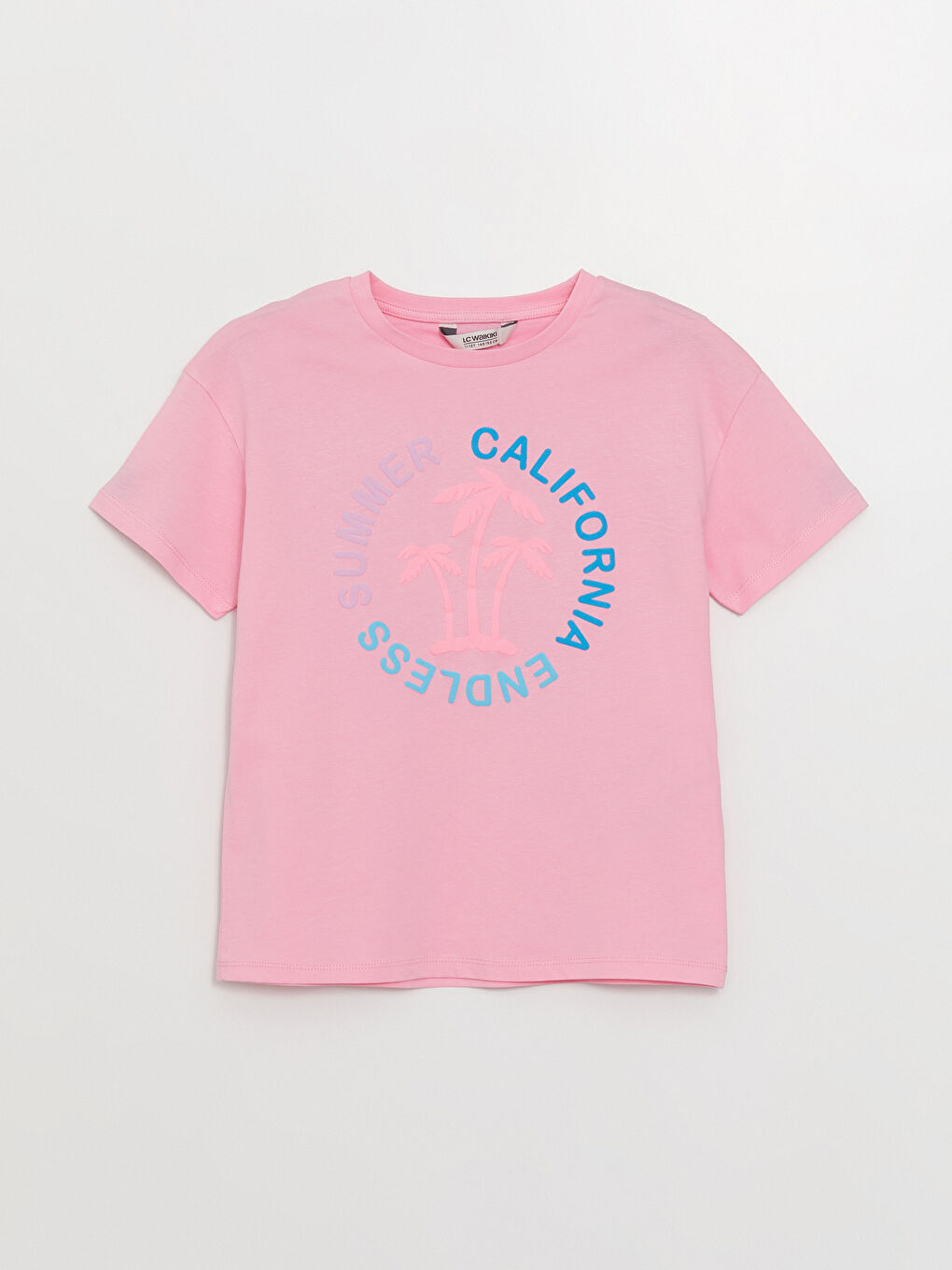 LCW Kids Crew Neck Printed Short Sleeve Girls' T-Shirt and Shorts -S3BD76Z4-GA5