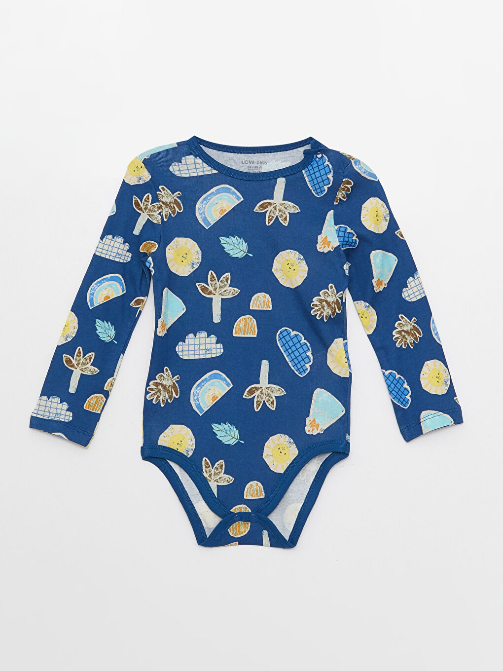 Боди с круглым вырезом и длинным рукавом с принтом для мальчика с заклепками на промежности, 2 упаковки-2