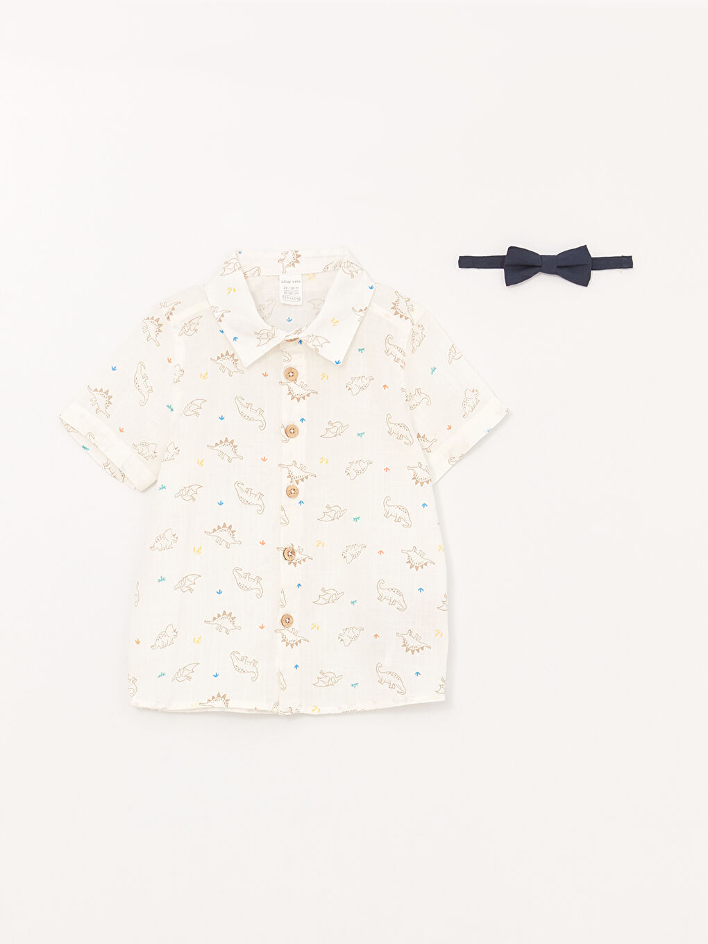 Short Sleeve Printed Baby Boy Shirt and Bow Tie 2-Piece Set-1