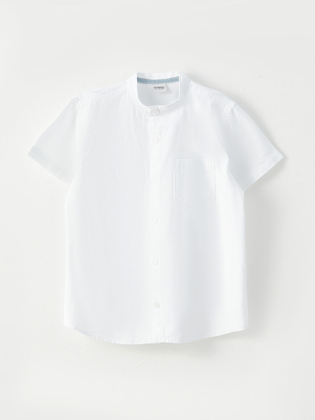 Beyaz Hakim Yaka Basic Kısa Kollu Erkek Çocuk Gömlek