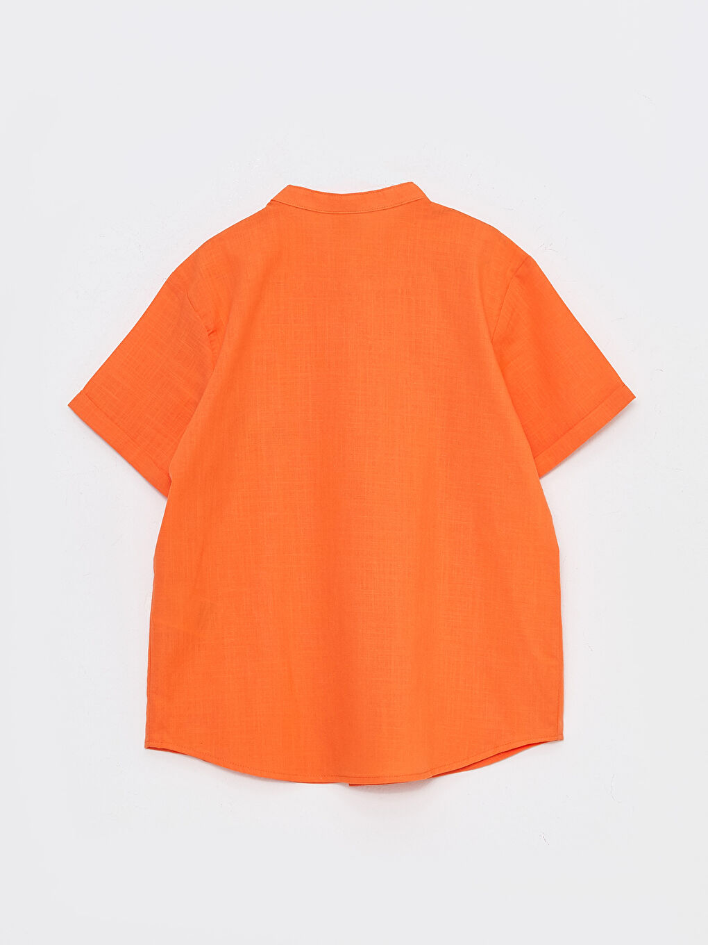 Turuncu Hakim Yaka Nakışlı Kısa Kollu Erkek Çocuk Gömlek-1
