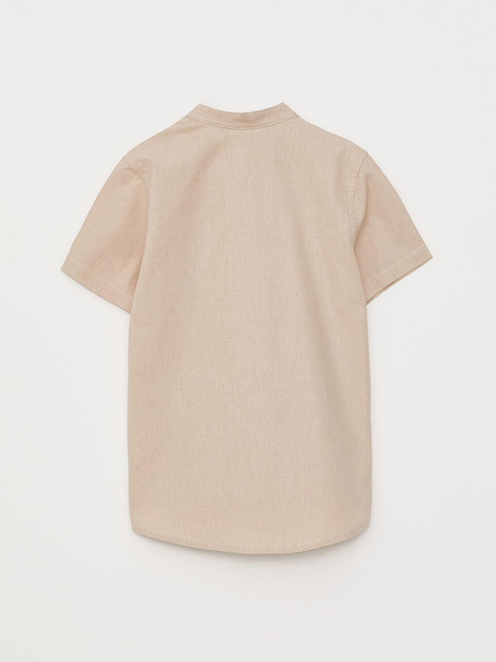 قميص للأولاد بكم قصير وياقة مندرين سادة-1