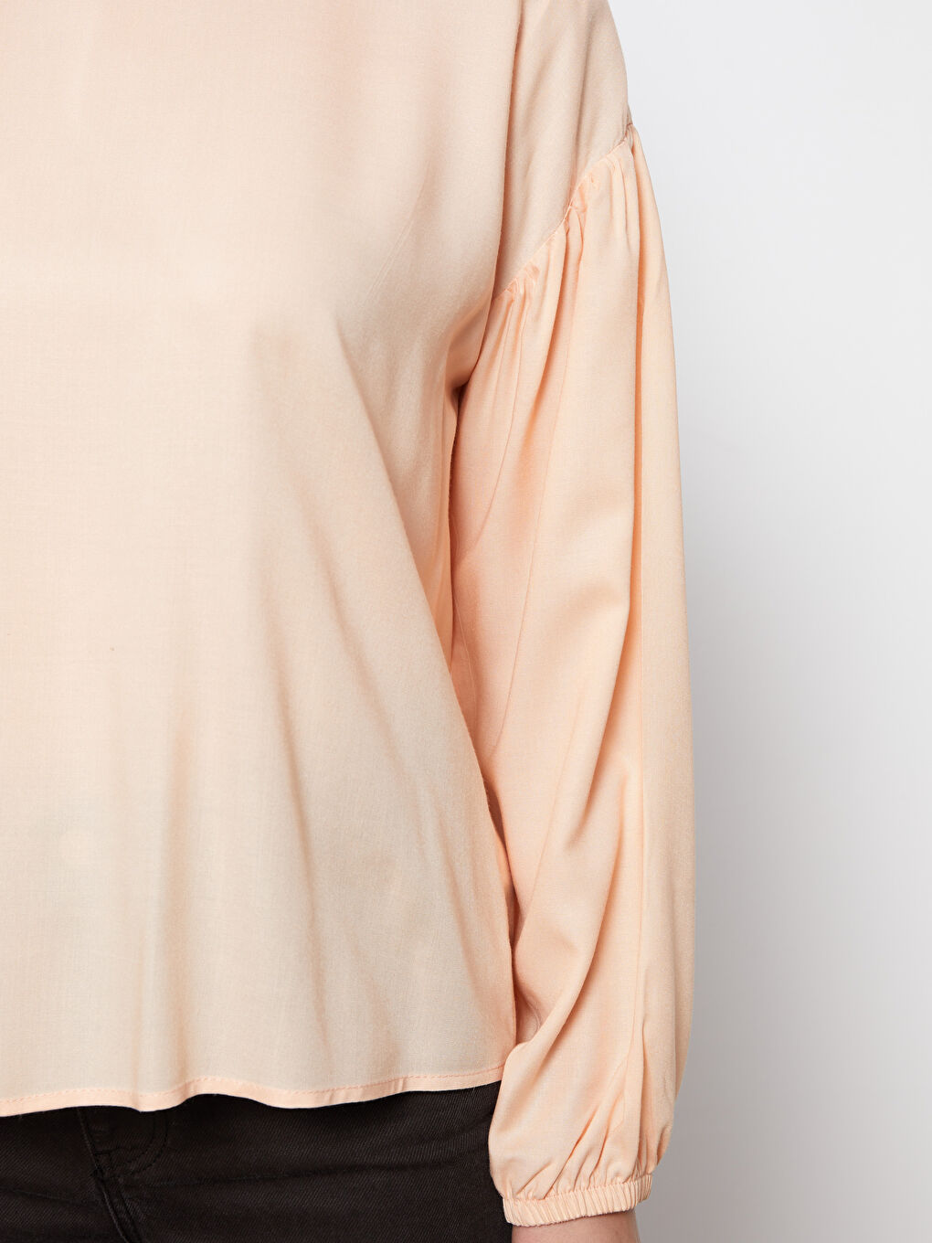 Crew Neck Regular Long Sleeve Poplin Women's Blouse-2