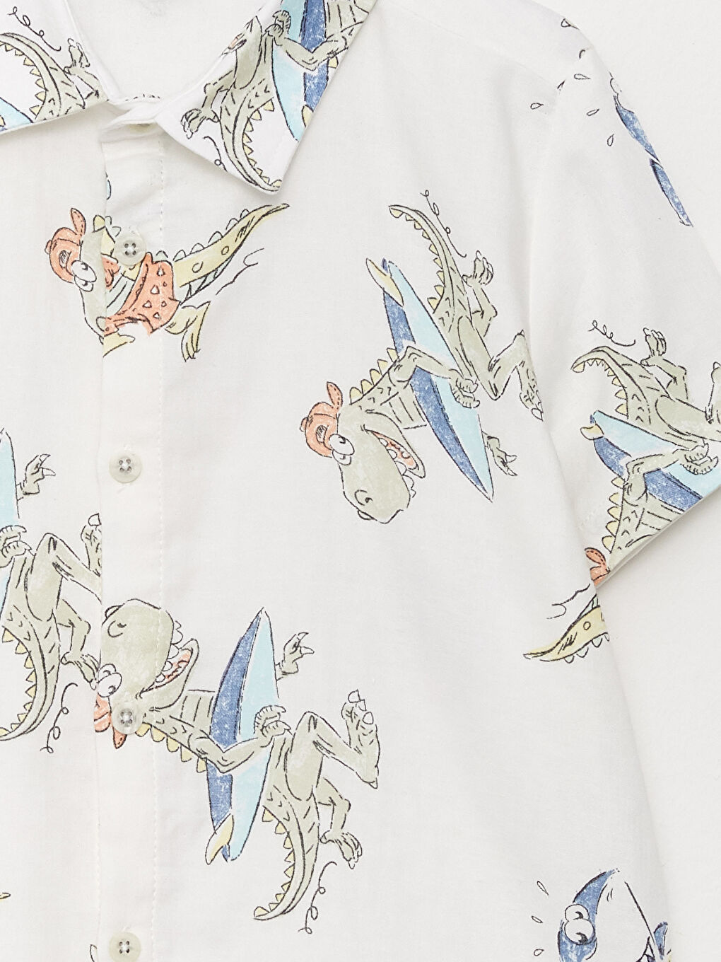 Beyaz Desenli Kısa Kollu Erkek Çocuk Gömlek-2