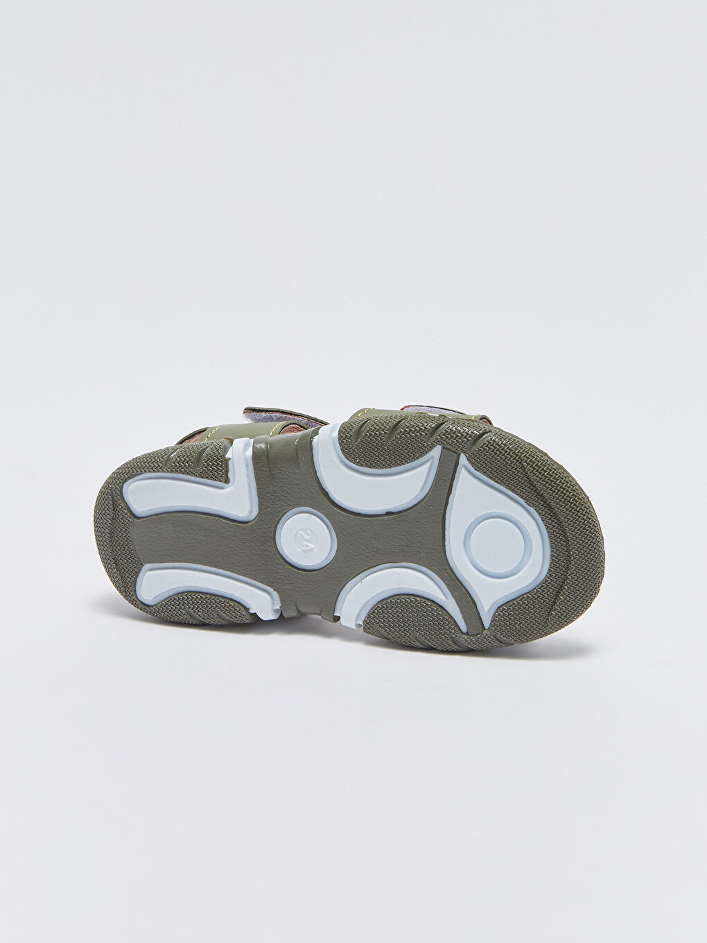 Haki Deri Görünümlü Cırt Cırtlı Erkek Bebek Sandalet.-3