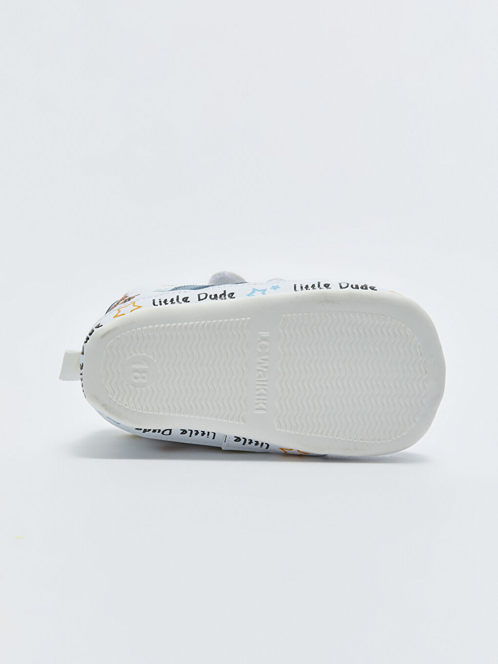 Beyaz Baskılı Cırt Cırtlı Erkek Bebek Yürüme Öncesi Ayakkabısı-3