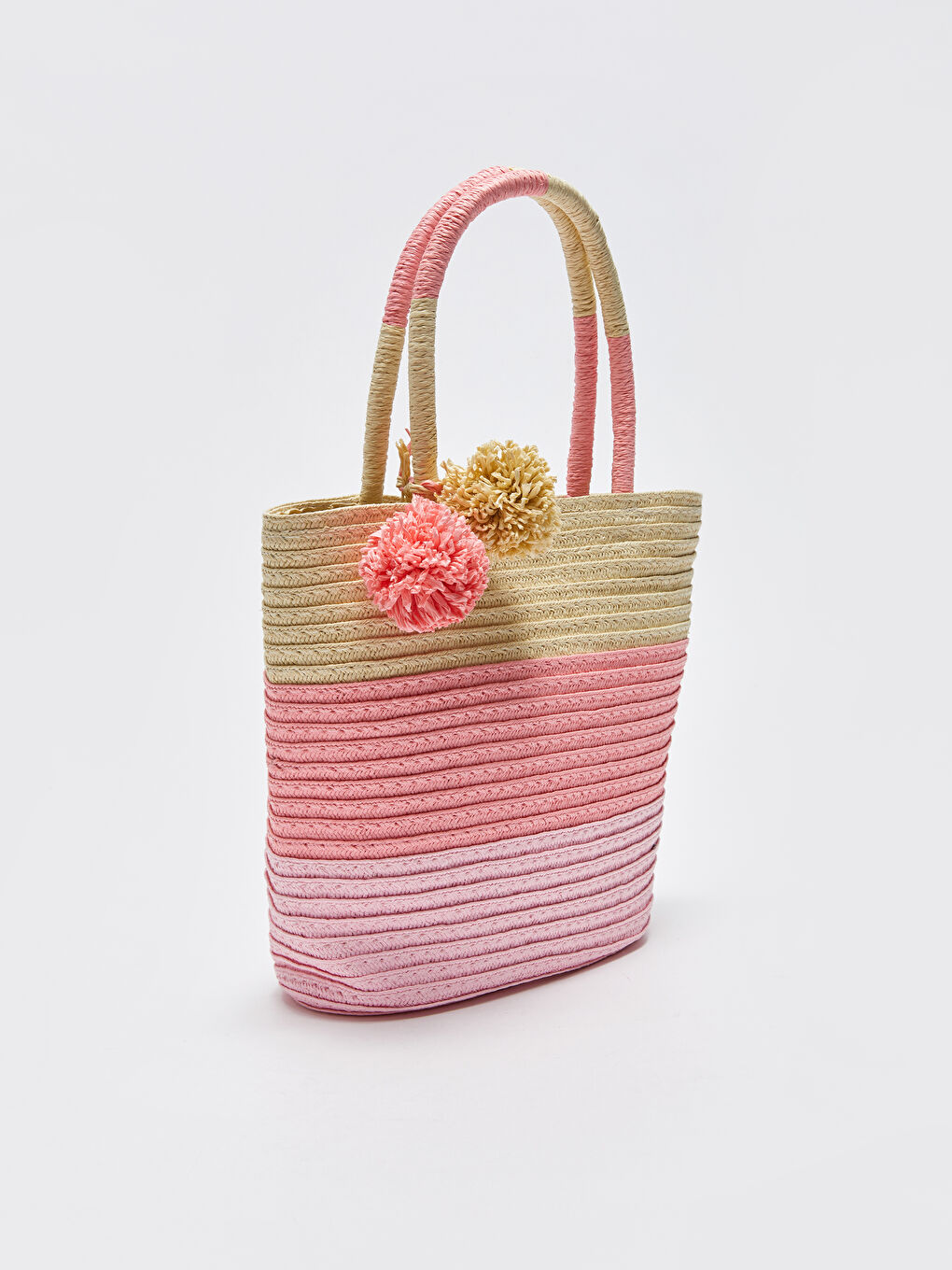 Karışık Renk Bloklu Kız Çocuk Hasır Omuz Çantası-1