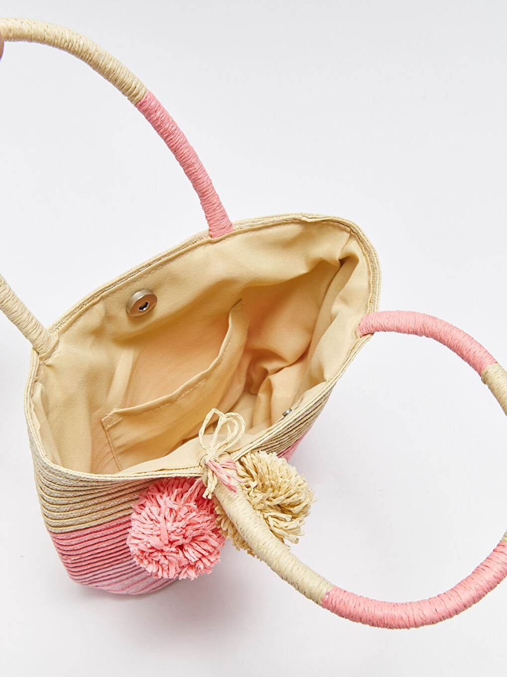 Karışık Renk Bloklu Kız Çocuk Hasır Omuz Çantası-2