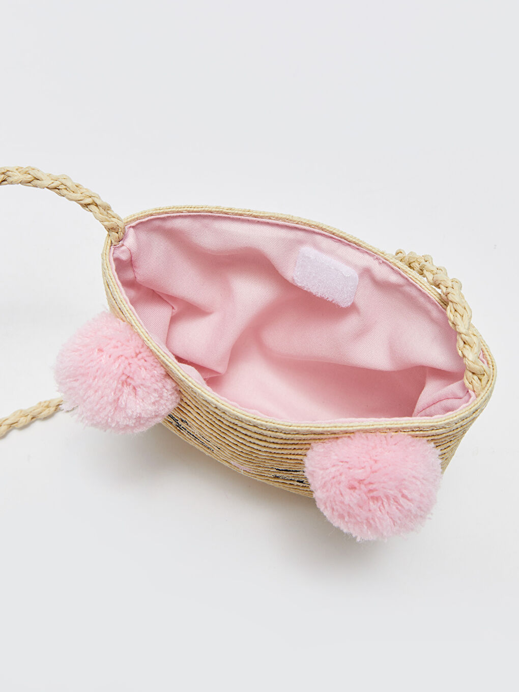 Bej Nakışlı Kız Çocuk Hasır Çapraz Çanta-3