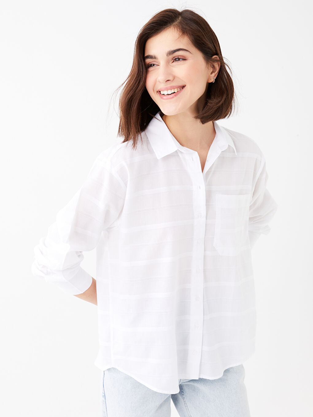 Straight Striped Long Sleeve Women's Shirt