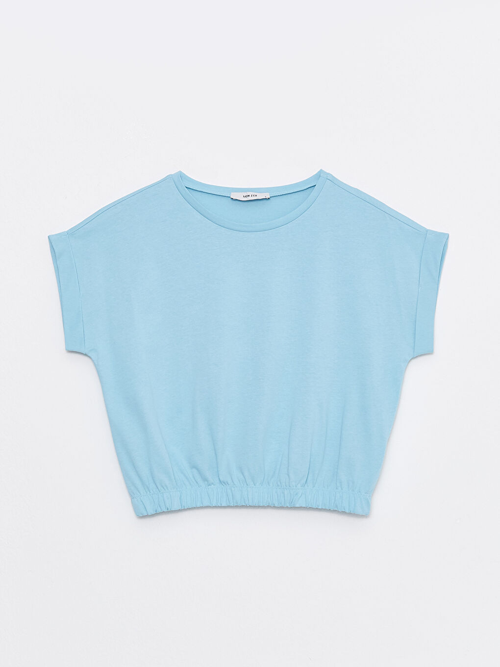 Mavi Bisiklet Yaka Düz Kısa Kollu Kadın Tişört-4