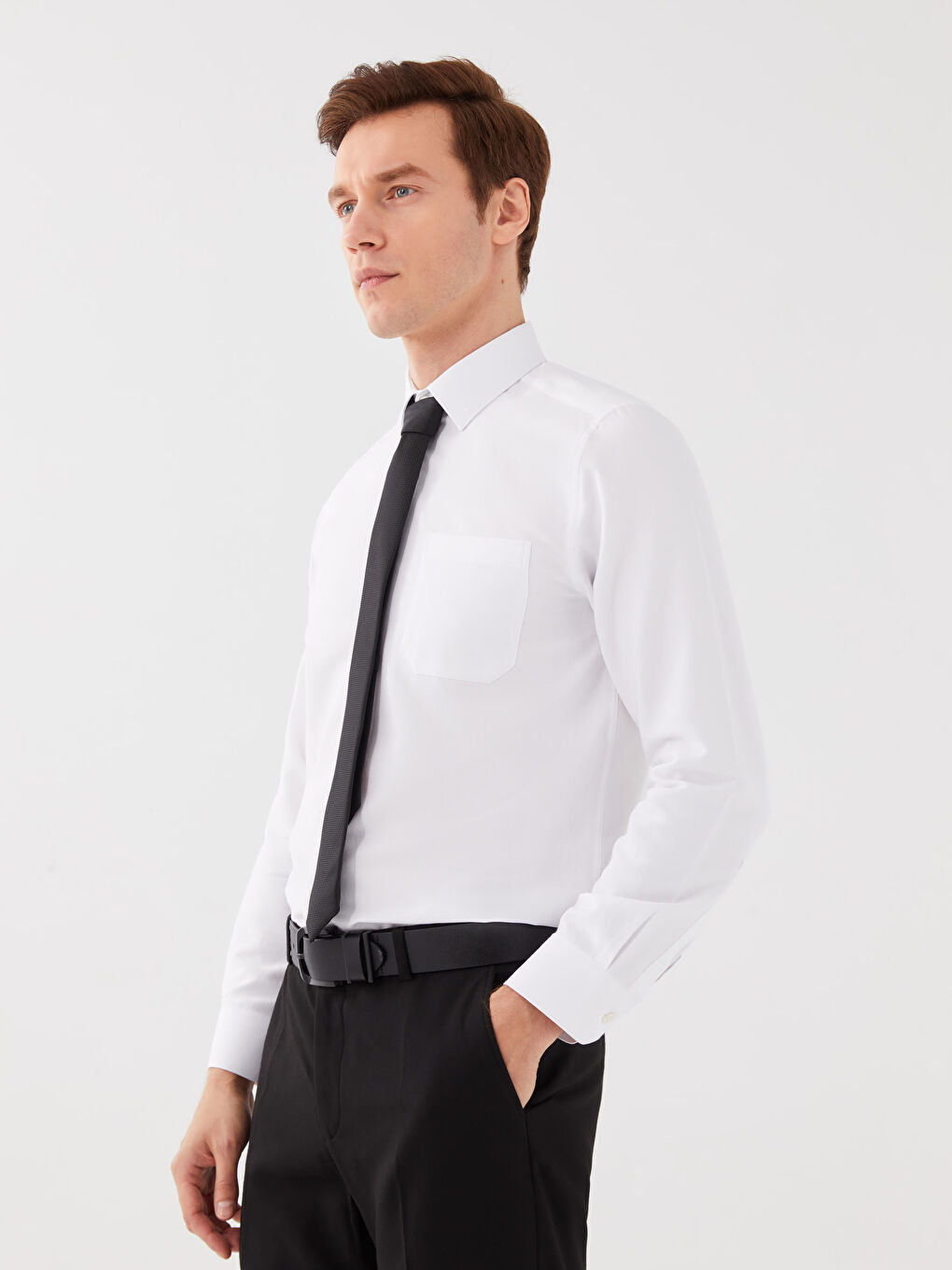 Beyaz Regular Fit Uzun Kollu Erkek Gömlek