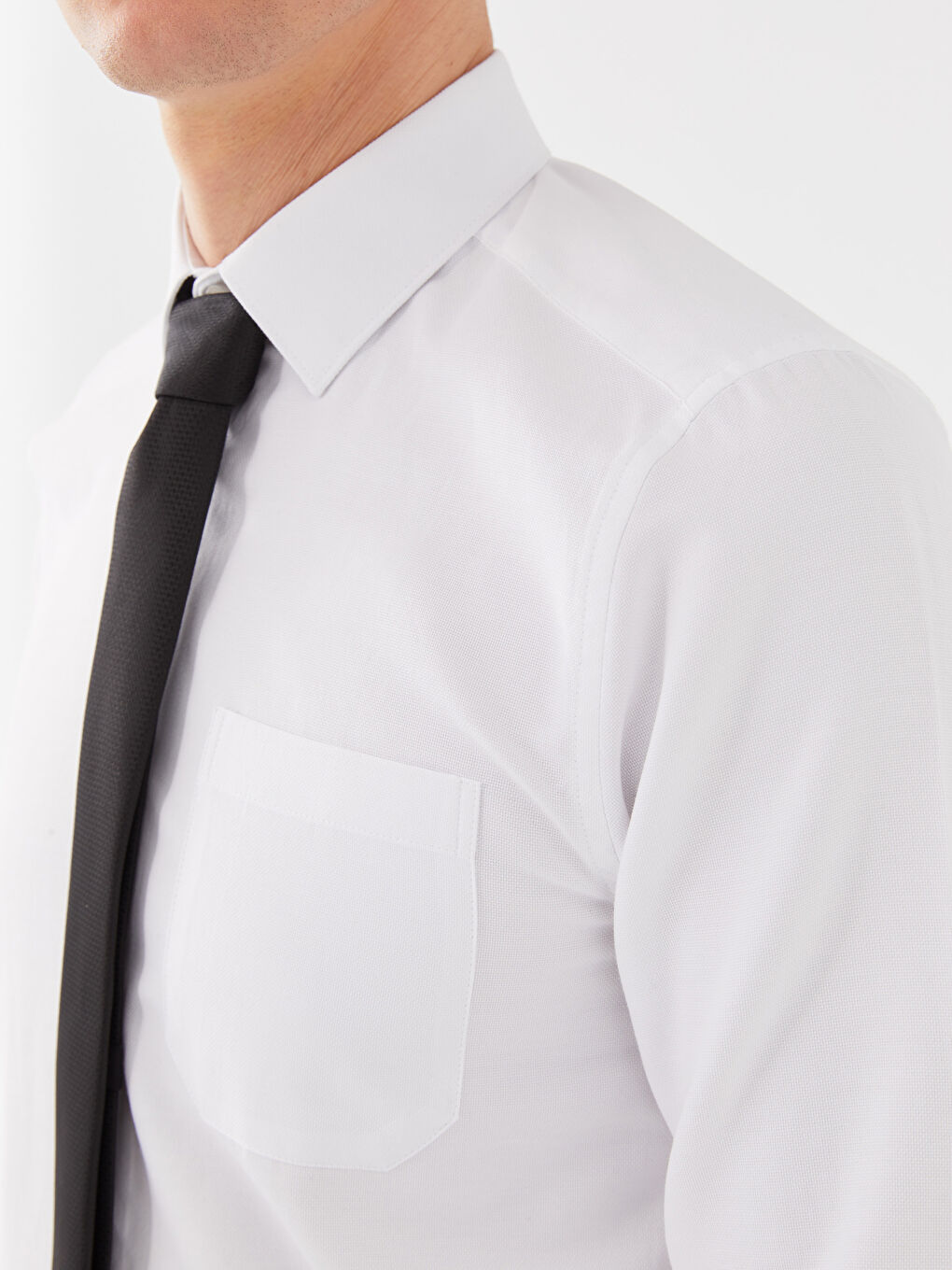 Beyaz Regular Fit Uzun Kollu Erkek Gömlek-3