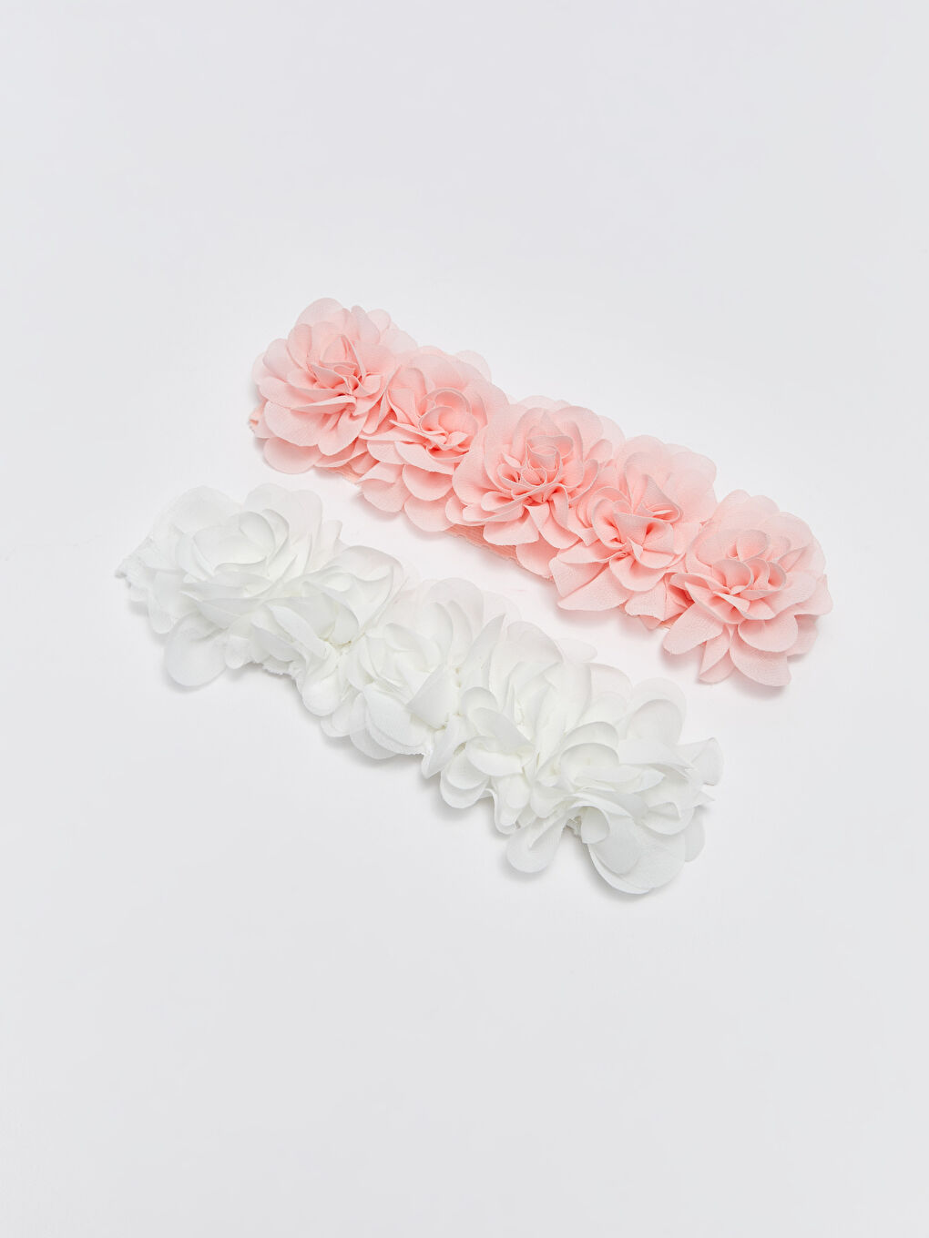 Pembe 3 Boyutlu Çiçek Detaylı Kız Bebek Saç Bandı 2'li-2