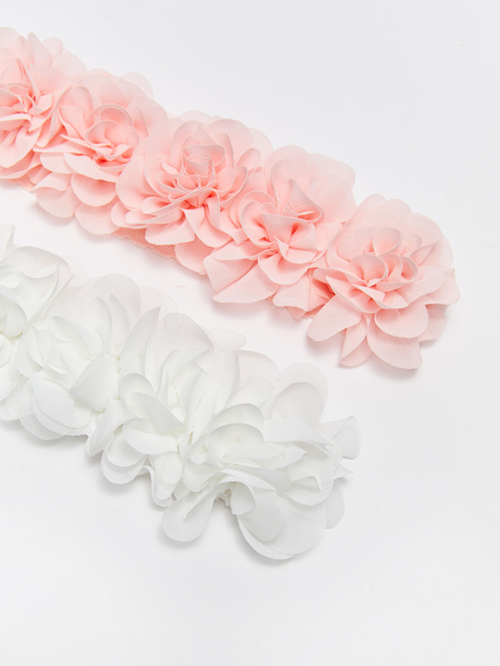 Pembe 3 Boyutlu Çiçek Detaylı Kız Bebek Saç Bandı 2'li-3