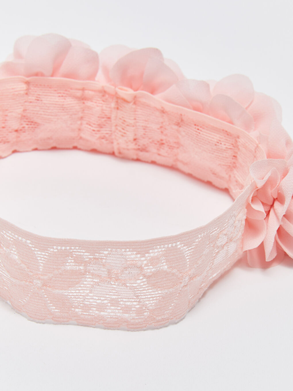 Pembe 3 Boyutlu Çiçek Detaylı Kız Bebek Saç Bandı 2'li-5