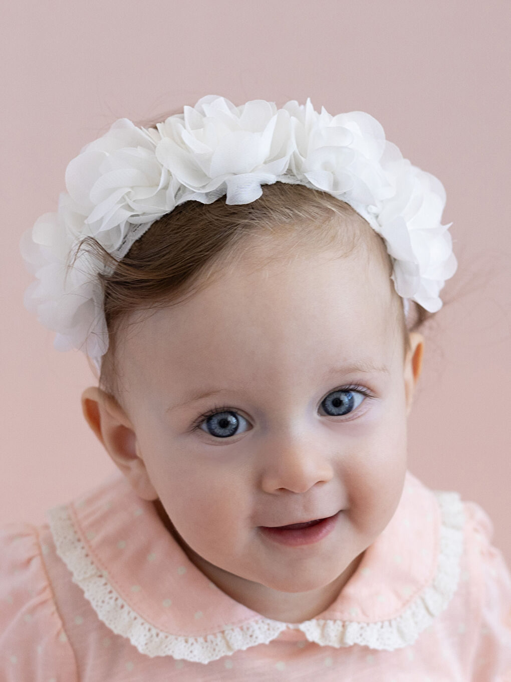 Pembe 3 Boyutlu Çiçek Detaylı Kız Bebek Saç Bandı 2'li